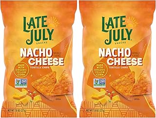 Late July Snacks Nacho Cheese Tortilla Chips, 7.8 oz Bag (Pack of 2)