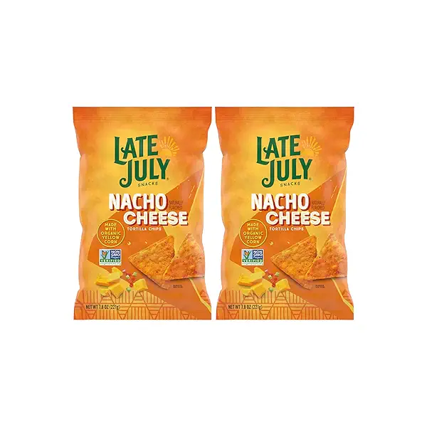 Late July Snacks Nacho Cheese Tortilla Chips, 7.8 oz Bag (Pack of 2) 1