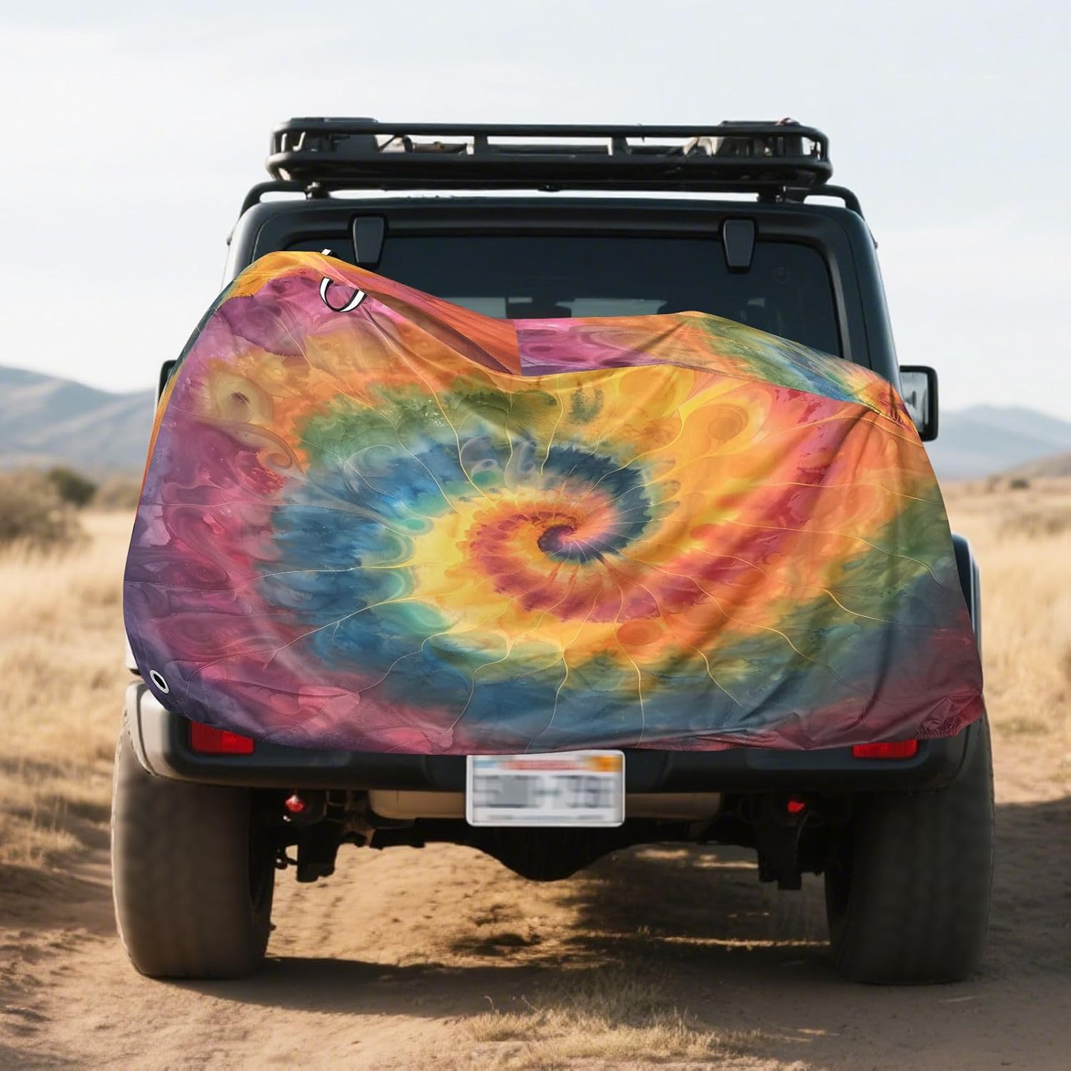 ALAZA Rainbow Spiral Tie Dye Bike Cover Waterproof Outdoor Ebike Bicycle Covers Tarp Protection for 1/2 Bikes, Sun UV Dust Wind Proof