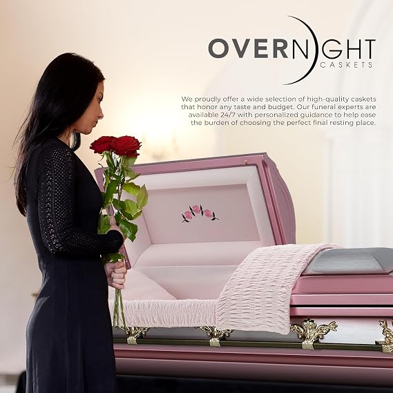Overnight Caskets Frank Oversized Casket Blue w/Light Blue Velvet Interior | Extra-wide 18-gauge steel construction with plush velvet interior lining, fully appointed adult casket, pillow & throw set