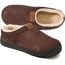 Zizor Mens Slip On Moccasin Slippers, Fleece Lined Bedroom House Shoes for Indoor/Outdoor