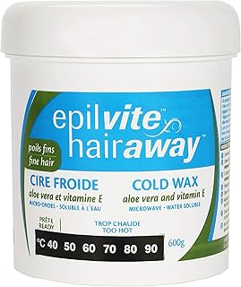 Epil-Vite/Hair Away - Cold Wax Aloe Vera and Vitamin E, for Fine Hair, 600g
