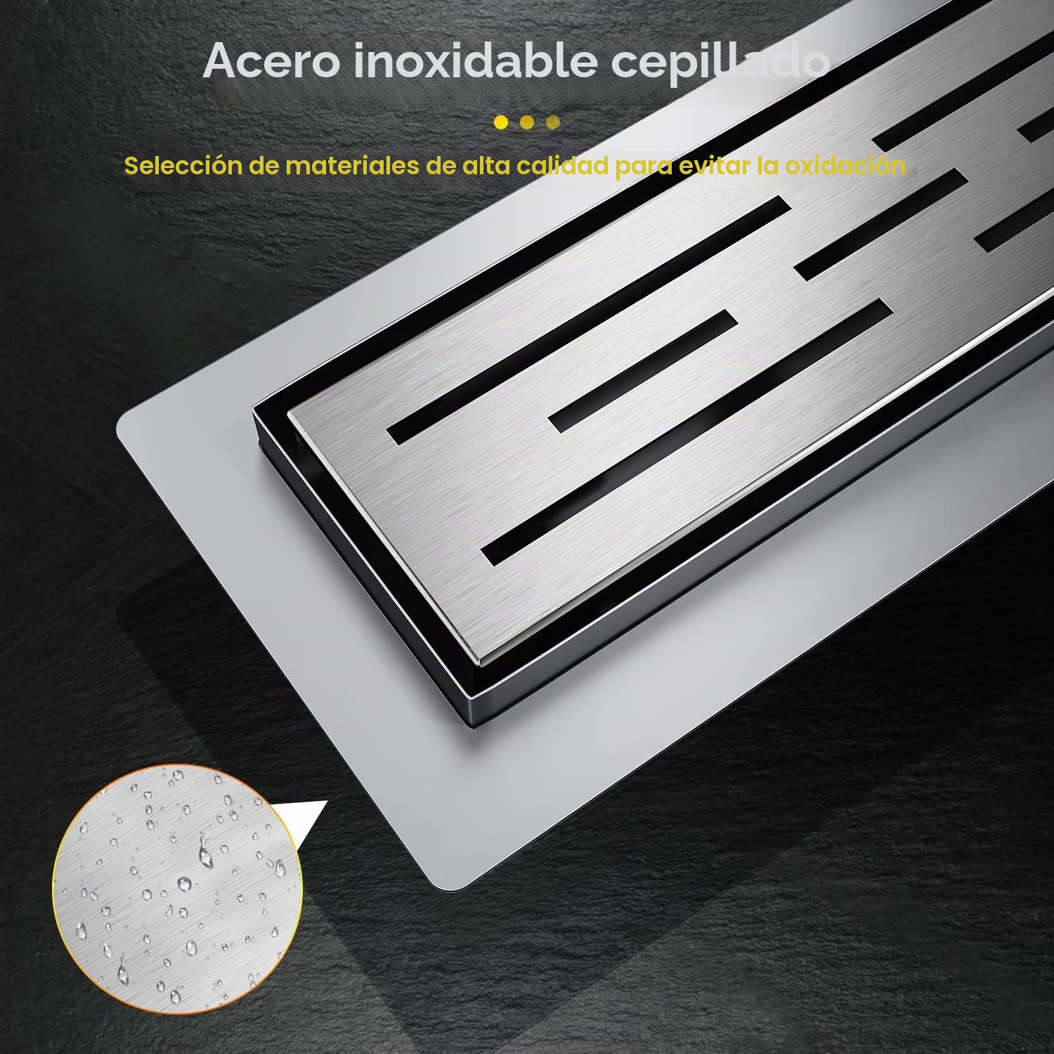 SIRHONA Canaleta de Ducha de Acero Inoxidable 60cm, 2 en 1 Conjunto Completo de Desagüe de Ducha con Accesorio de Piso, Doble Cara, con Tope de Olor y Tamiz de Pelo