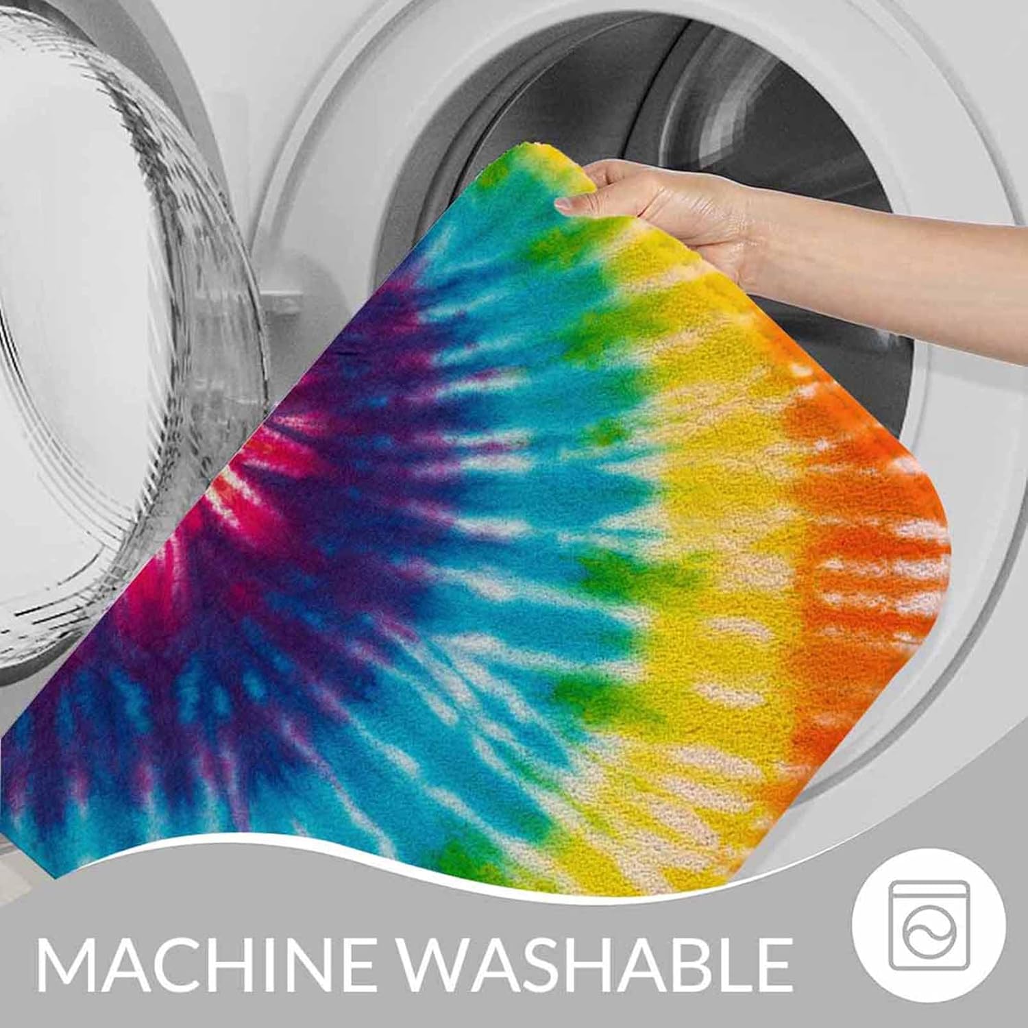 Tie Dye Bath Mats for Bathroom Abstract Rainbow Swirl Tie Dye Floor Bath Rugs Machine Washable Bathmat Carpet Rug Room Decor for Shower Floor 20 X 31 in Mat