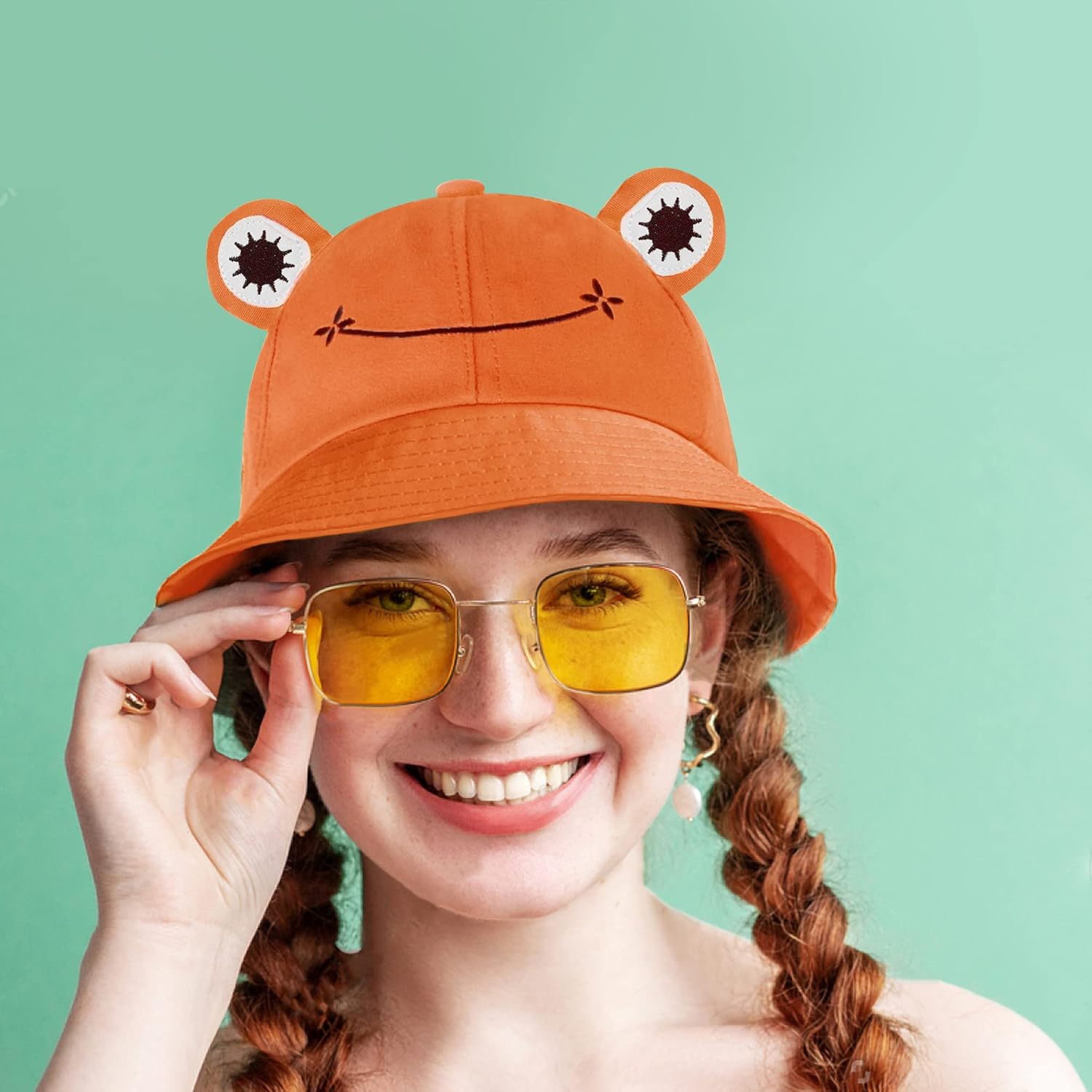 SAOROPEB Frog Bucket Hat - Cotton Funny Fisherman Hat for Adult Teens & Men