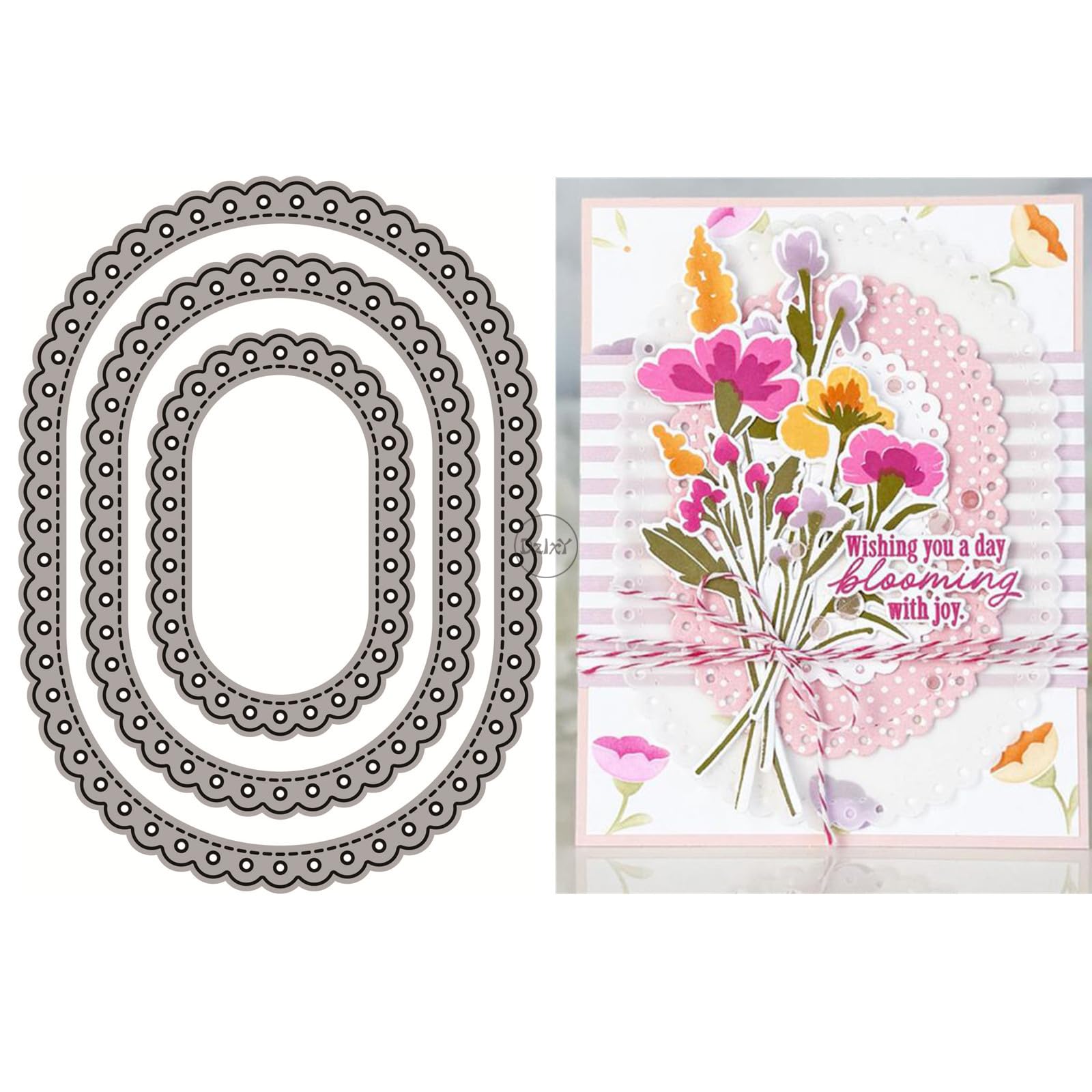DzIxY Circular Hole Elliptical Background Metal Cutting Dies for Card Making Kit Embossing Paper Die Cuts Set Scrapbook Stencils Supplies Machine Templates