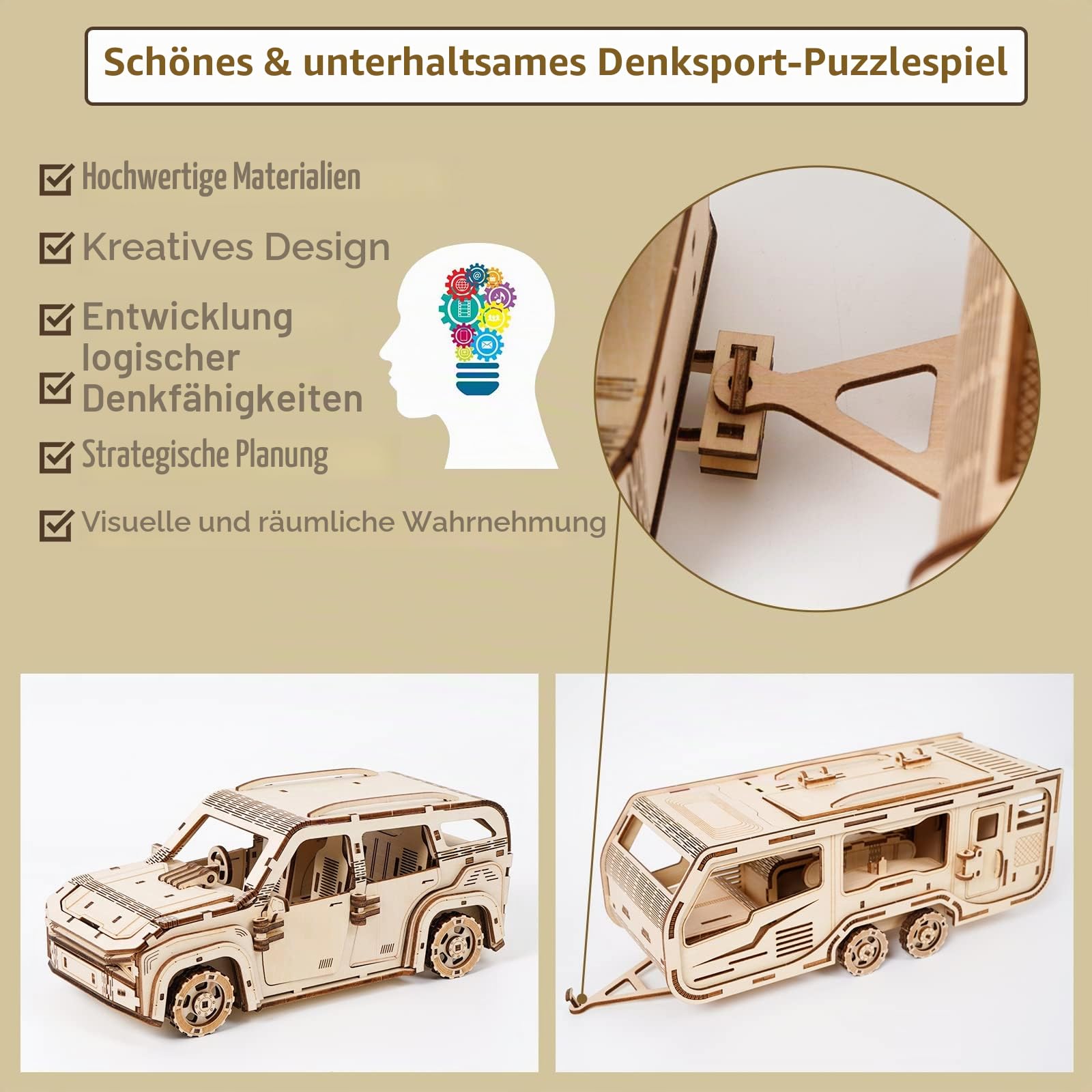3D Holzpuzzle für Erwachsene, Anhänger Mechanisches Auto 3D Puzzles, DIY Modellbau Kit Handwerk Holz Handwerk Hobbys Spielzeug, Geburtstag für Hobbyist 14+ Teens Familie Frauen Männer, 323 Teile