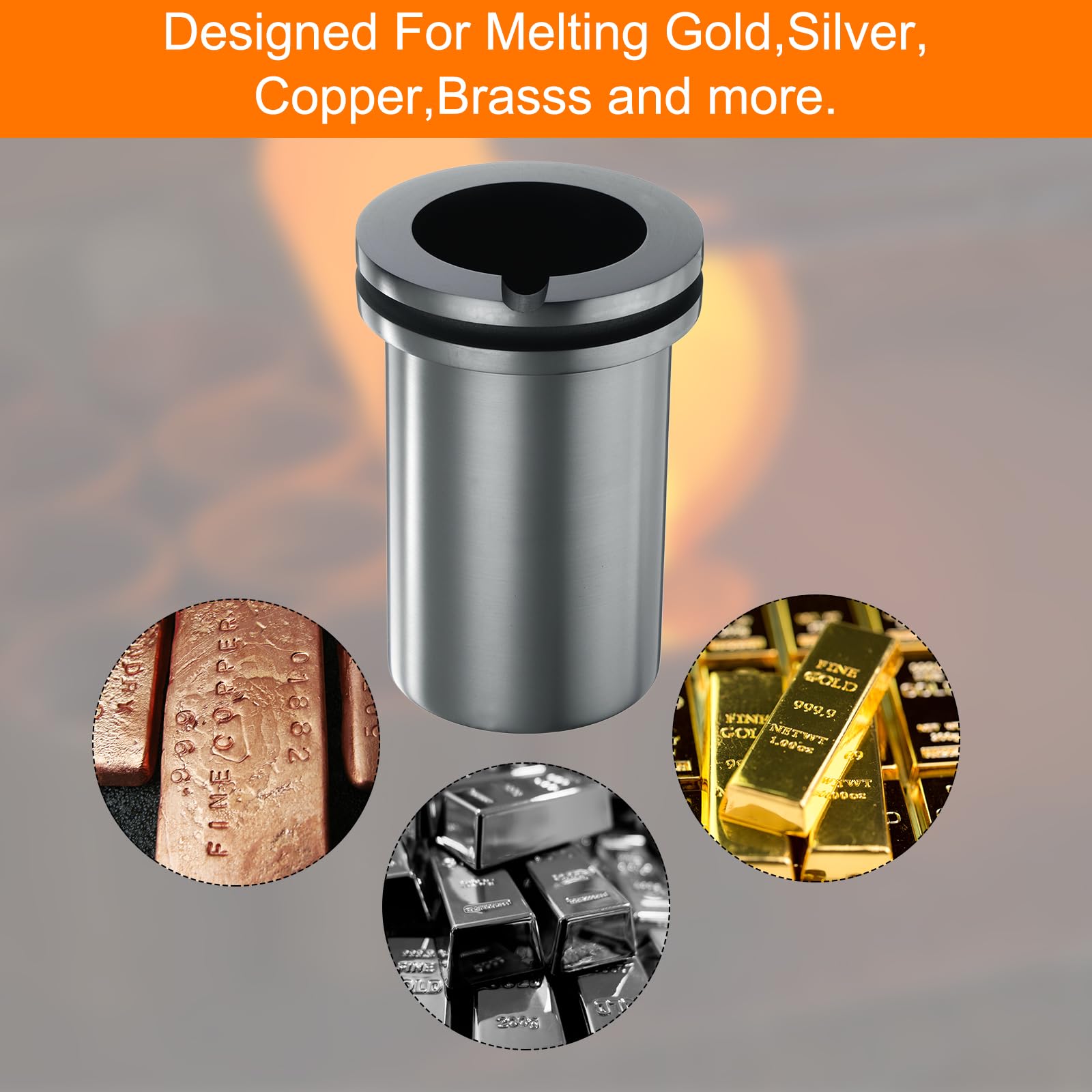 QUARKZMAN Graphit-Schmelztiegel, 4 kg Hochreiner Graphit-Schmelztiegel Metallschmelzbarren zum Schmelzen von Gold, Silber, Kupfer,60 mm IDx131 mm H
