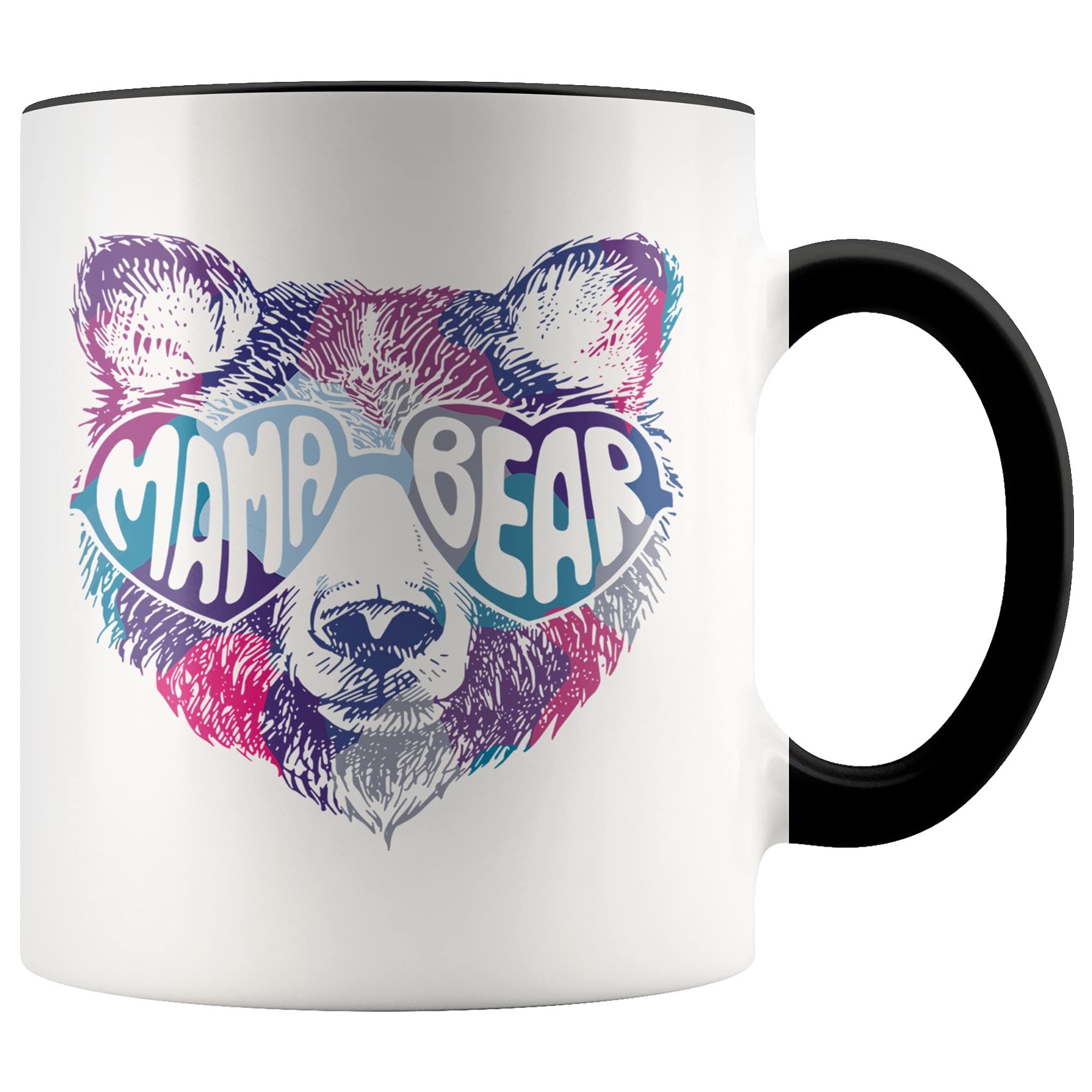 YouNique DesignsMama Bear Mug, 11 Ounces, Mom Mug, Mama Bear Cup, Mama Bear Coffee Mug, Unique Mothers Day Coffee Mug From Daughter And Son, Best Mom Ever Mug (Black Handle)