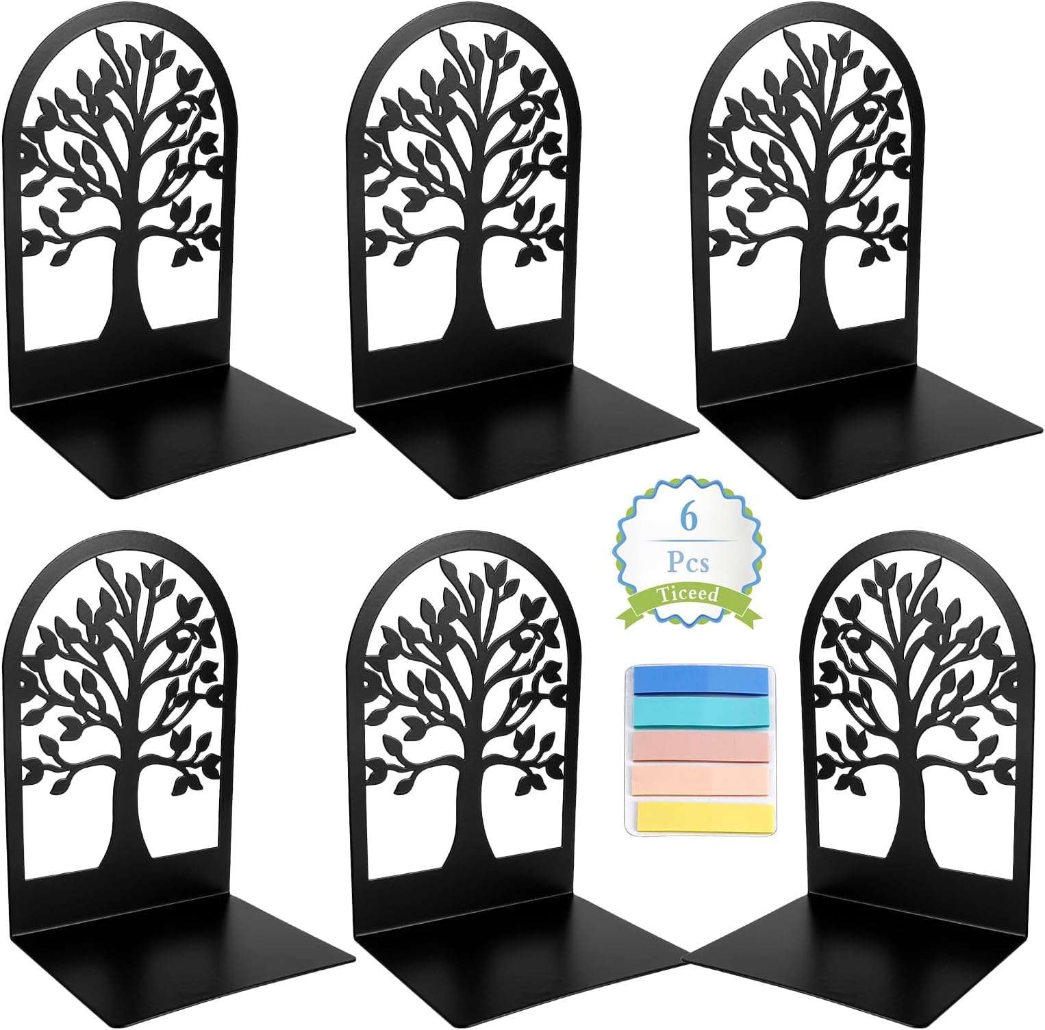 VONDERSO Lot De 4 Paires De Serre-livres En Métal Noir Très Résistants Pour étagères, Décoration De Maison, Bureau, Serre-livres Noirs Uniques Antidérapants Pour Enfants