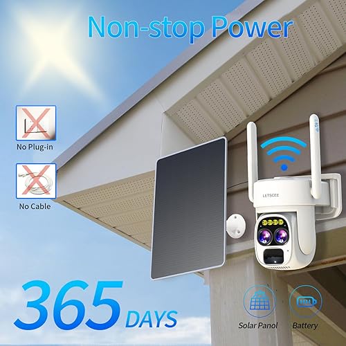 Miniatura 4 de Cámaras para seguridad en el hogar inalámbrica solar al aire libre, cámara de seguridad Alexa exterior, cámara WiFi exterior de 360 PTZ, lente dual