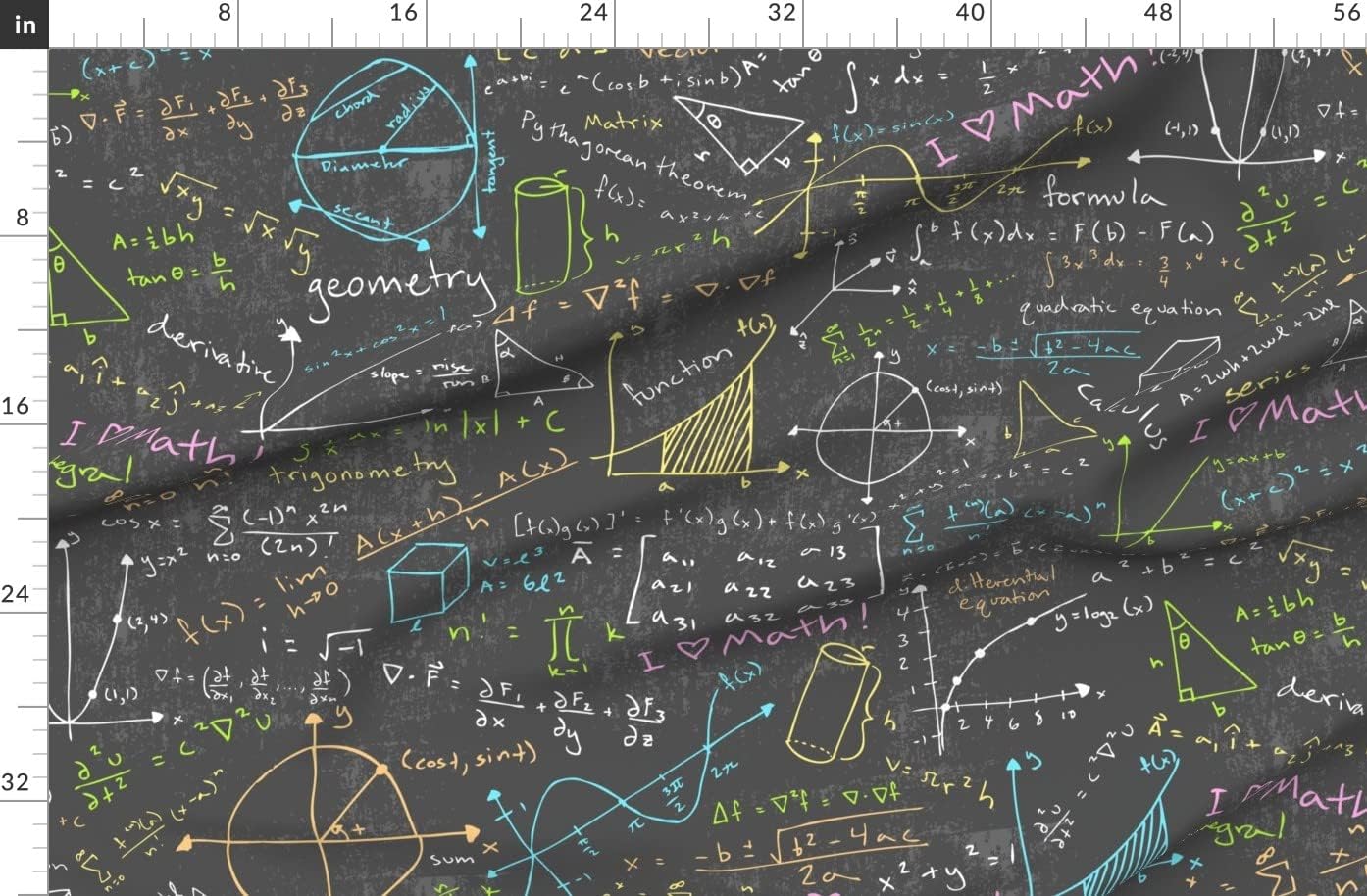 Spoonflower Fabric - Large Scale Math Nerd Geek Chalkboard Jumbo Roostery Printed on Organic Cotton Sateen Fabric by The Yard - Sewing Quilting Apparel Home Decor
