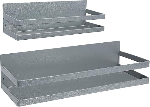 Miniatura 14 de Uten Estante magnético grande para especias para refrigerador, paquete de 2 estantes magnéticos mejorados, estante magnético organizador de Negro