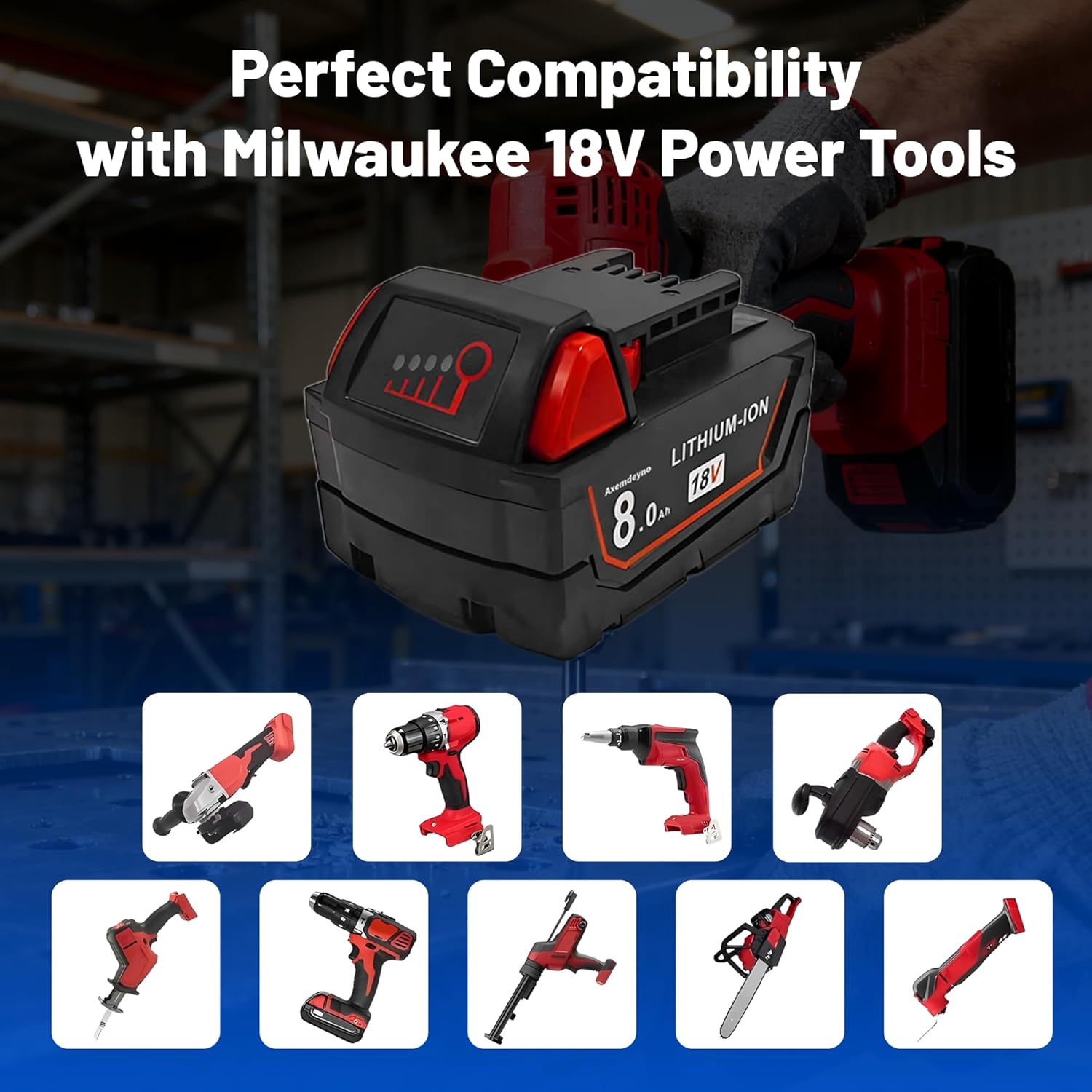 18V Replacement for Milwaukee M18 Battery 8.0AH, Compatible with 18 Volt Power Cordless Tools 2646-22CT,2643-21CT,2641-21CT,2646-21CT,2646-20, 2 Pack