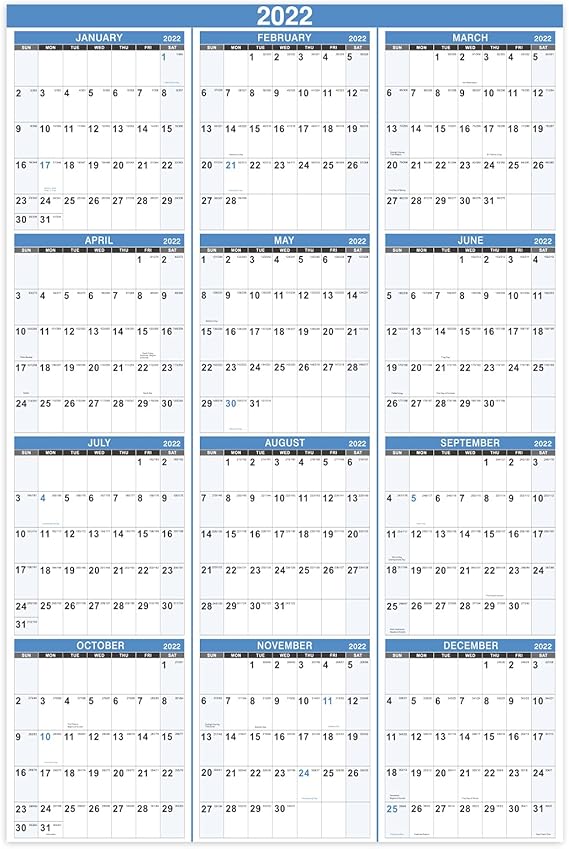 Amazon.com : 2022 Yearly Wall Calendar - 2022 Wall Calendar With Julian Date,  From January To December 2022, Thick Paper, Vertical, 34.8" X 22.8" (Open)  : Office Products