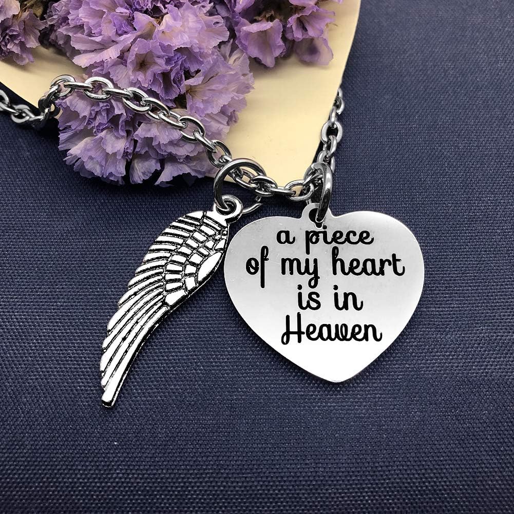 Memorial Jewelry A Piece of My Heart is in Heaven Necklace Heart Necklace-Sympathy Jewelry gifts for loss,in Memory of Mom Dad Grandpa Baby Loss Memorial Gift - Image 2