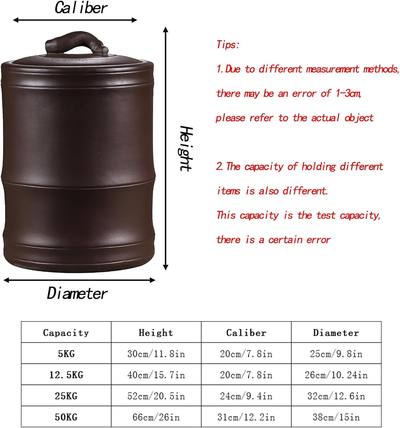 Ceramic Rice Cylinder With Lid Large Capacity Storage Rice Container Sealed Grain Dispenser Bucket Household Large Rice Jar Storage Tank For Soybeans Corn Flour Oatmeal(A,Capacity 50kg)