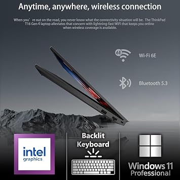 Lenovo ThinkPad T16 Gen 4 16 WUXGA IPS Display, Intel Ultra 5-225U (Beats i7-1355U), 32GB DDR5, 1TB SSD, HD Webcam, WiFi 6E + BT, RJ-45, Backlit Keyboard, FP Reader, W11P, Business Laptop - Black