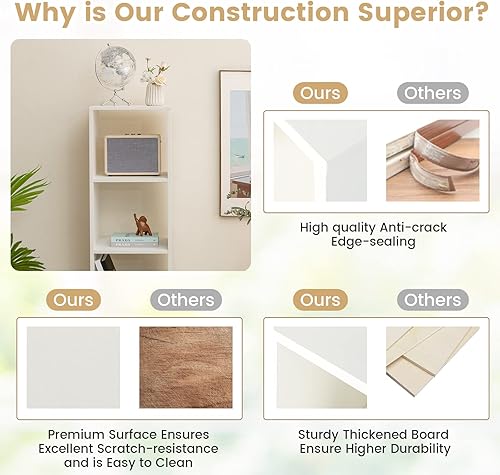 Miniatura 7 de LOKO Estantería vertical de 4 cubos, estantería independiente estrecha de 56 pulgadas de alto con accesorios anti-caída, organizador de