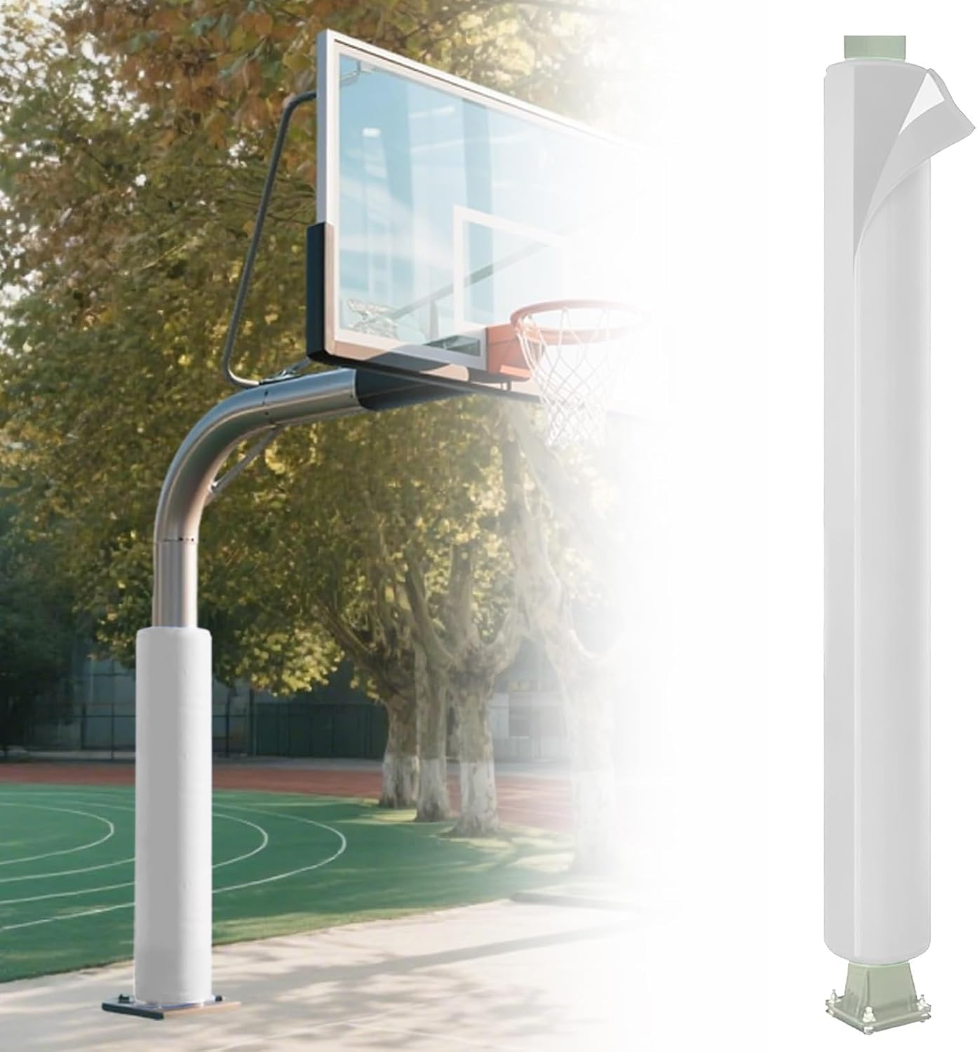 Pole Padding Round Basketball Pole Pad, Outdoor Basketball Pole Protector Pad, PVC Material, Thick Foam Goal Post Protector Cushion Wrap for Round Pole Indoor Outdoor Garage