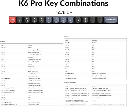 Miniatura 7 de Keychron Teclado mecánico inalámbrico K6 Pro, macro programable QMKLauncher, teclado de interruptor rojo Keychron K Pro intercambiable en caliente,