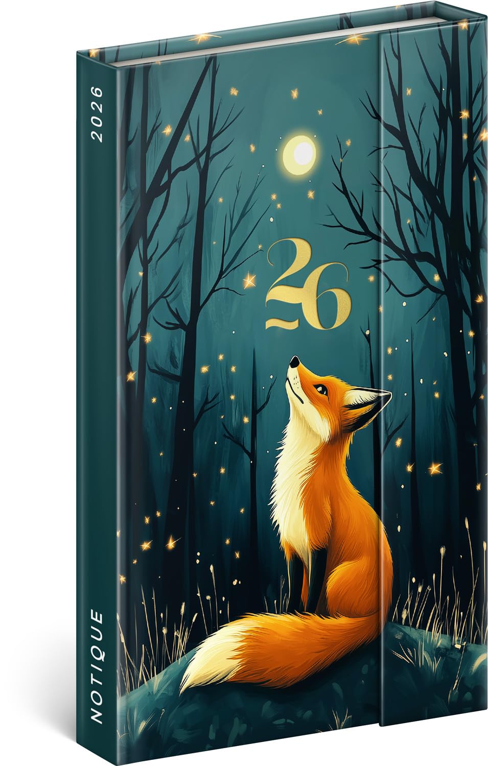 NOTIQUE Pocket Diary 2026 approx. A5 - Premium Weekly Planner with Magnetic Closure, 144 Pages Diary, Hardcover Book Calendar with Monthly Overview, Planner (Fox)
