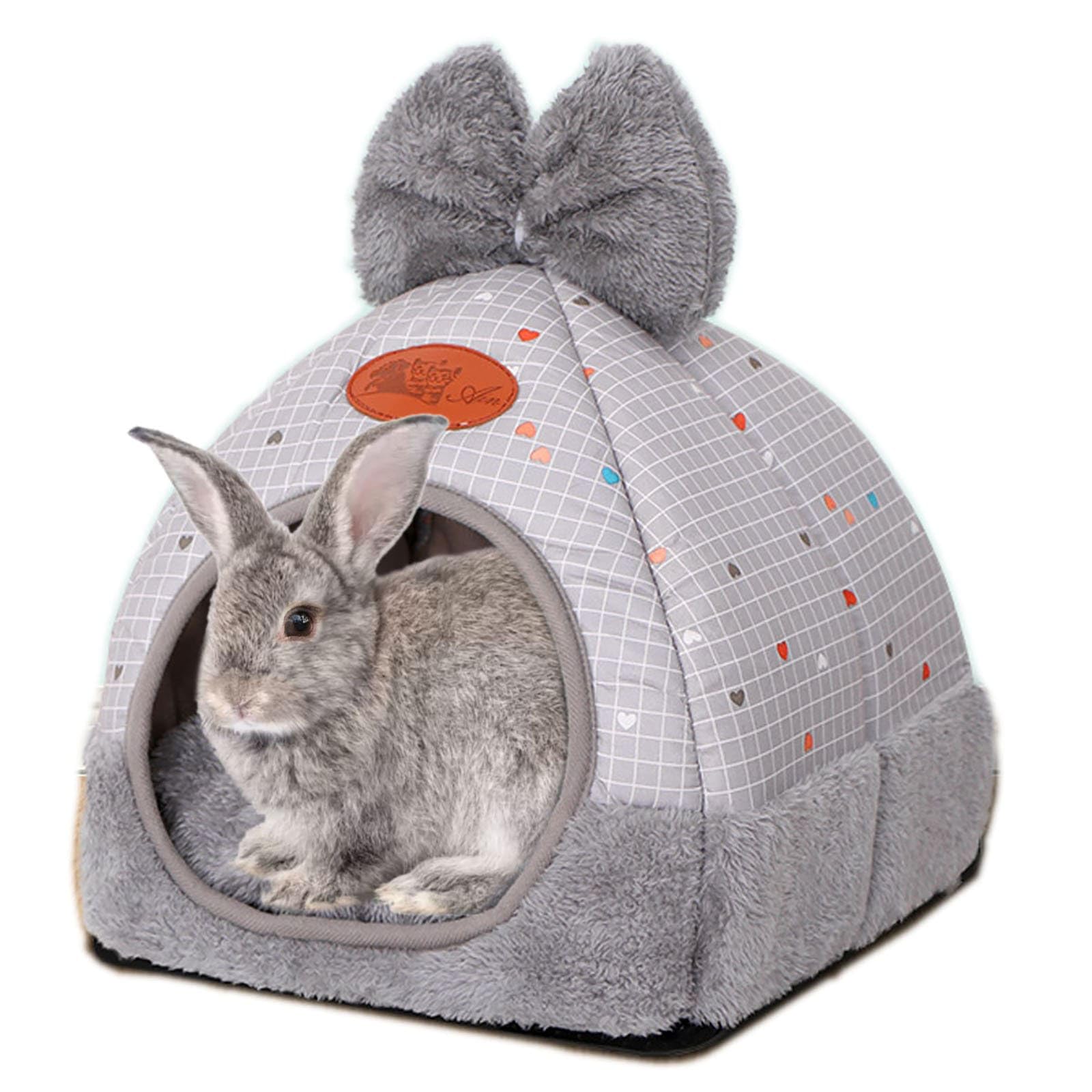 Rabbit Hideouts Bunny Bed Hideout House Cage Accessory for Guinea Pig Chinchilla Hamster Cozy Squirrel Hedgehog and Warm Rabbit Bed with Cute Bowknot