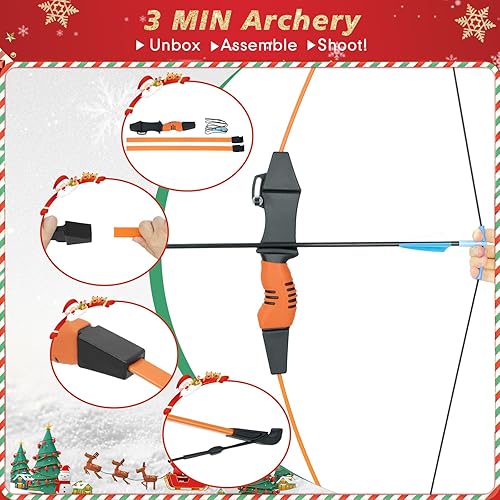 Vista 12 de 40" Youth Bow and Arrow Set for Kids 8-12 & Teens - Ambidextrous Recurve Archery Gear with Safety Arrows - Toys for Ages 8-13, Backyard Games Gift