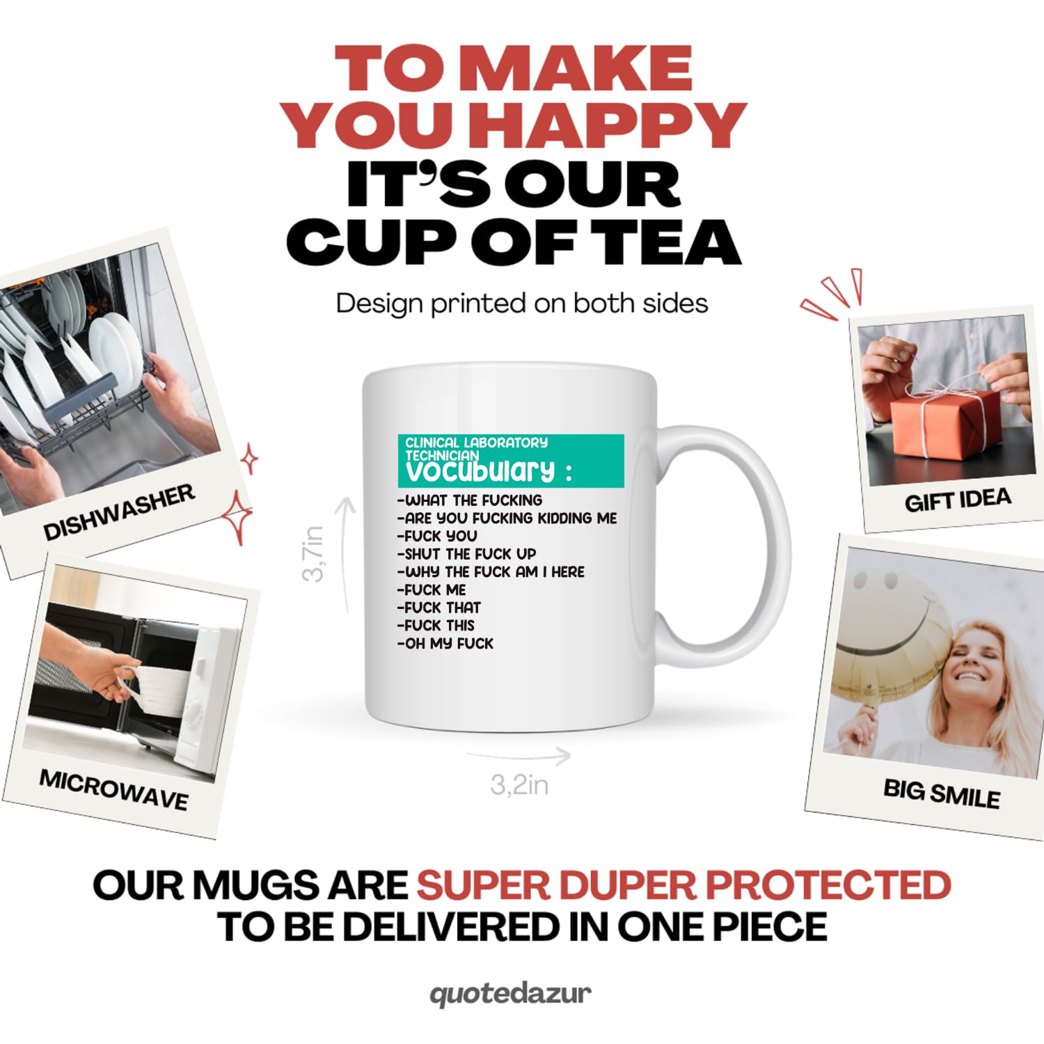 quotedazur - Mug Clinical Laboratory Technician Vocabulary Humor Sarcasm - Funny Mug for Lab Techs, Science Lovers, Birthdays, Graduations, and Office Gifts