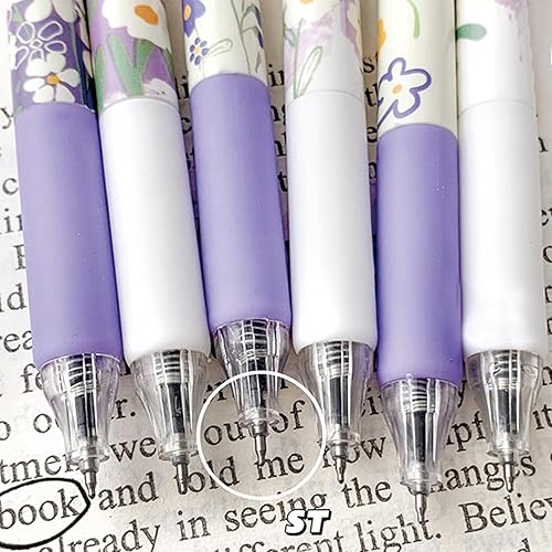 Miniatura 4 de MOZXIRZ 6 bolígrafos de tinta de gel, bolígrafos retráctiles de flores de 0.020 in, bolígrafos de gel de tinta negra para mujeres y niñas, bonitos