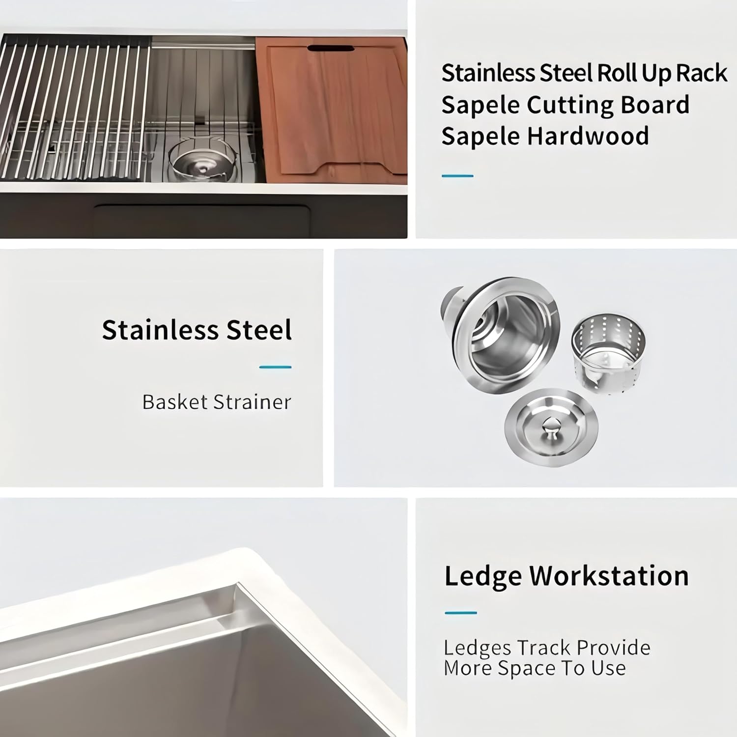 30x19 INCH Handmade 304 Stainless Steel Single Bowl Undermount Kitchen Sink Durable 18 Gauge Stainless Steel Construction