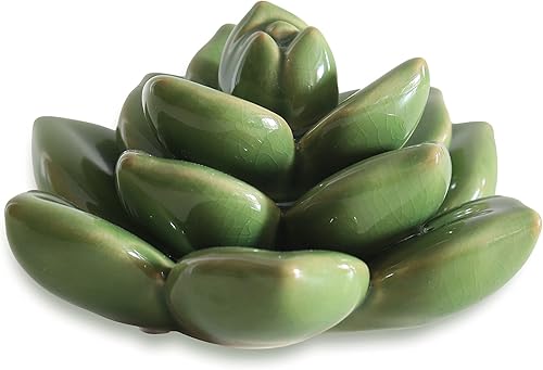 Vista 10 de Mesa de cerámica suculenta flores con base estable, mesa decorativa hecha a mano 3D (Cactus)