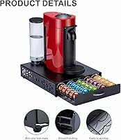 Vista 5 de ZCDCP Nespresso - Soporte para cápsulas Vertuo, cajón de almacenamiento de cápsulas de café de metal negro para cápsulas Vertuoline Orgainzer 50