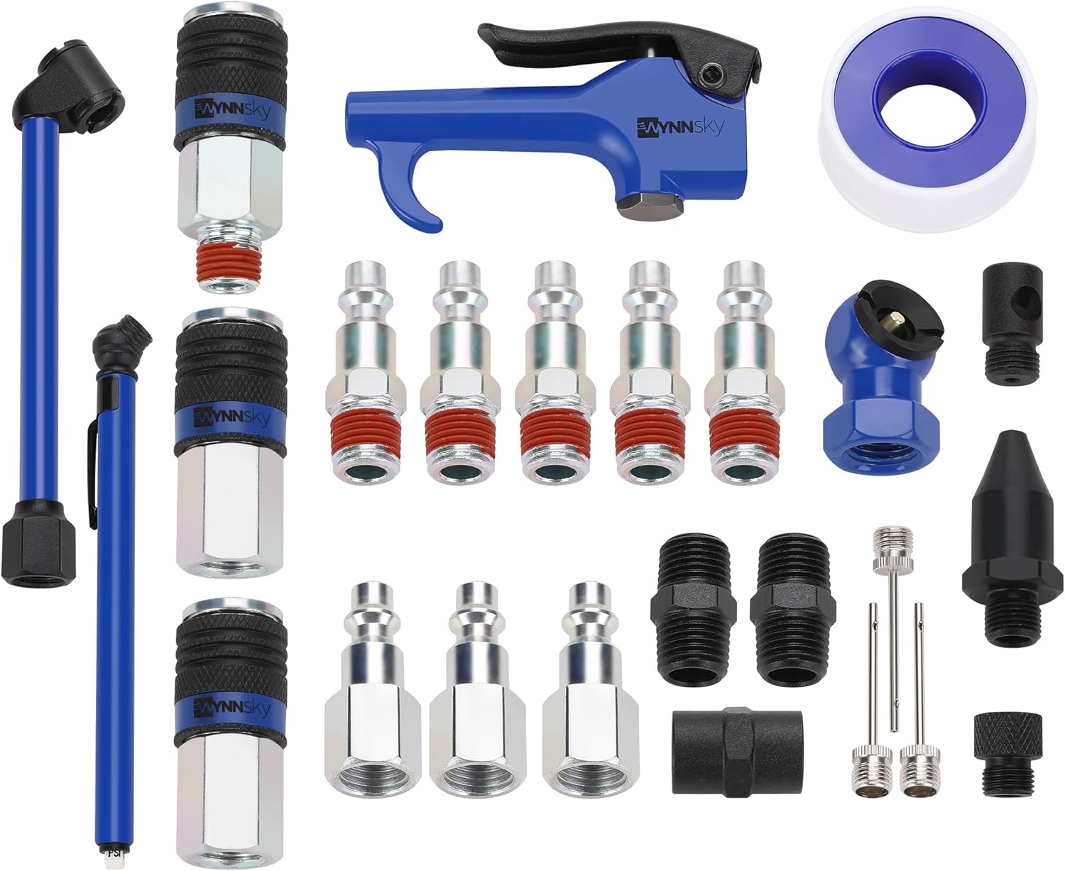 WYNNsky Air Compressor Accessories, Air Blow Gun Kit, Air Fittings, Air Chuck, Tire Gauge