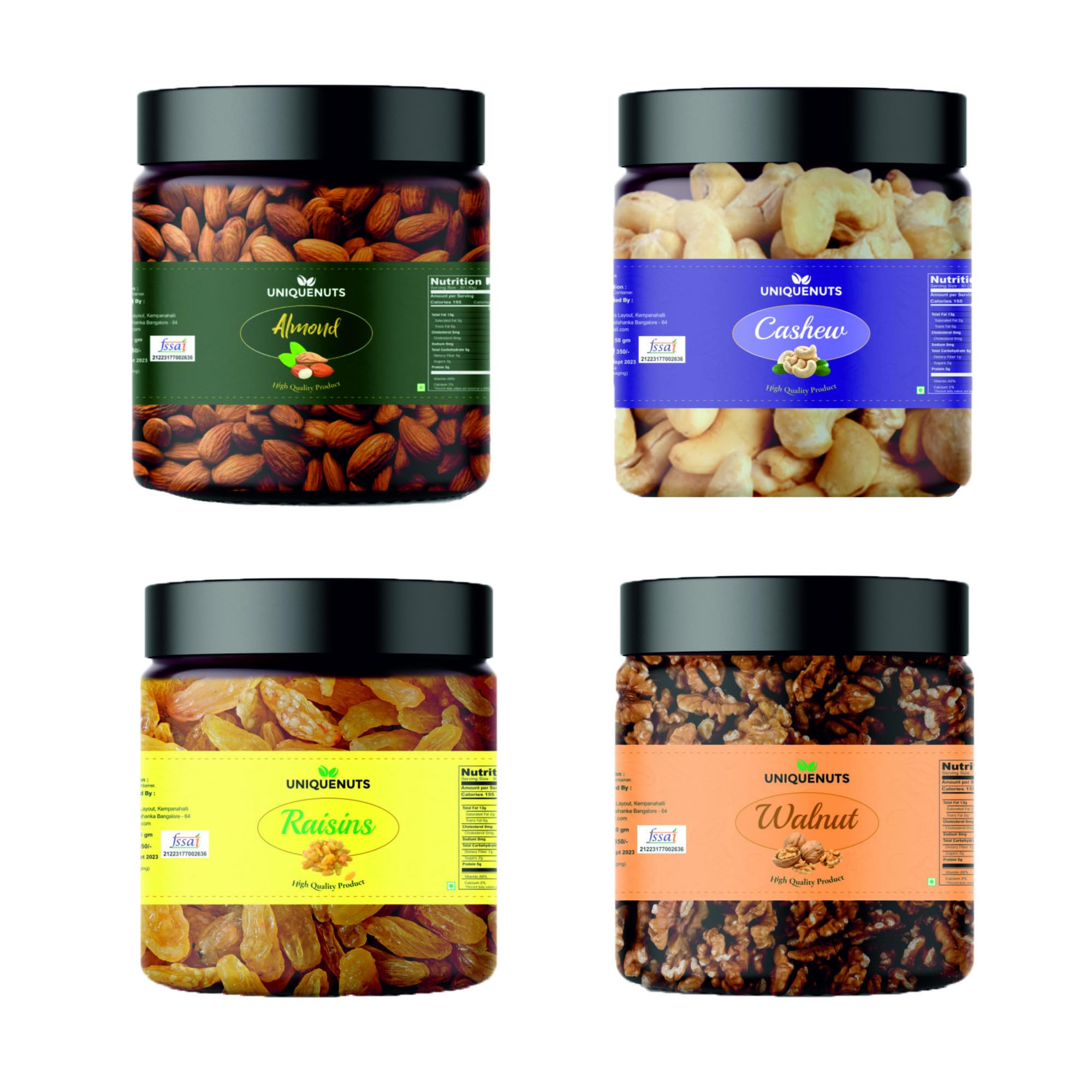 UNIQUE NUTS Dry Fruits Combo Pack of Almond_Cashew_ Raisins_Walnut|Kaju_Badam_Raisins_Akhrot (Pack Of 4) | Healthy Dry Fruits Snacks |… (150GMX4) 600GM (B0CY8P6WX7) Amazon Price History, Amazon Price Tracker
