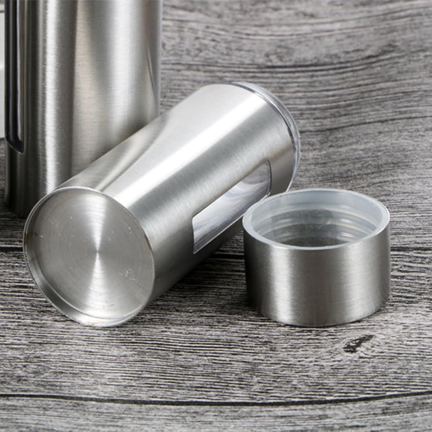 Restaurant Grade Salt Pepper Shaker Set with Oversized Clear Window and Ergonomic Spices Dispensing Control Multipurpose Nonrust Steel Condiment Jars