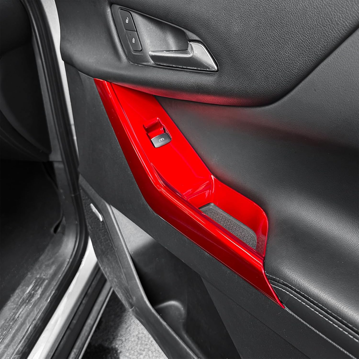 Car Window Switch Panel Cover Side Door Lock Lift Control Button Frame Panel Protective Trim, Interior Side Windows, Compatible with Chevy Equinox 2025-2026 Accessories (Red)