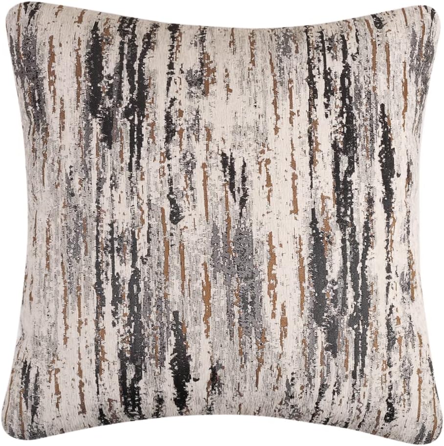 Yeiotsy Pack of 2 Nordic Style Decorative Throw Pillow Covers for Sofa Bed Card Chair Geometric Cushion Cases Jacquard Chenille (Grey Stripes, 18 X 18 Inches)