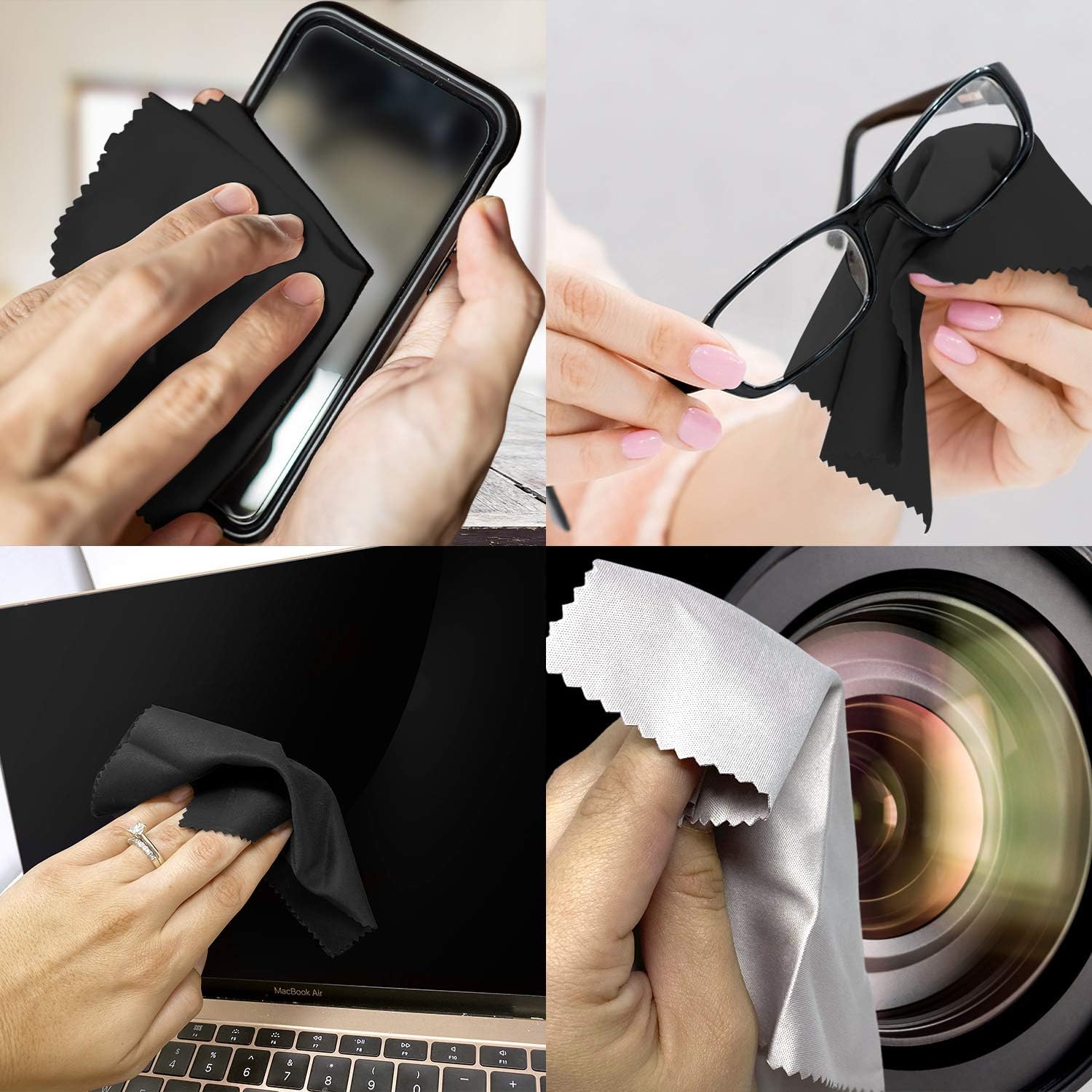 Microfiber Cloth Wipes to Clean Eyeglasses, Screens & Jewelry | Pack of 6 Lens Wipes | Nano-Fiber Threading Picks Up Every Particle | Reusable Cleaning Cloth - Chemical Free : Everything Else