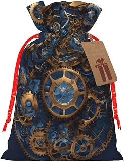 KOPUUYRD Gears Clock Bronze Century Print Charming Gift Bag,Cloth Bags With Drawstrings,For Festive Occasions Everyday Use
