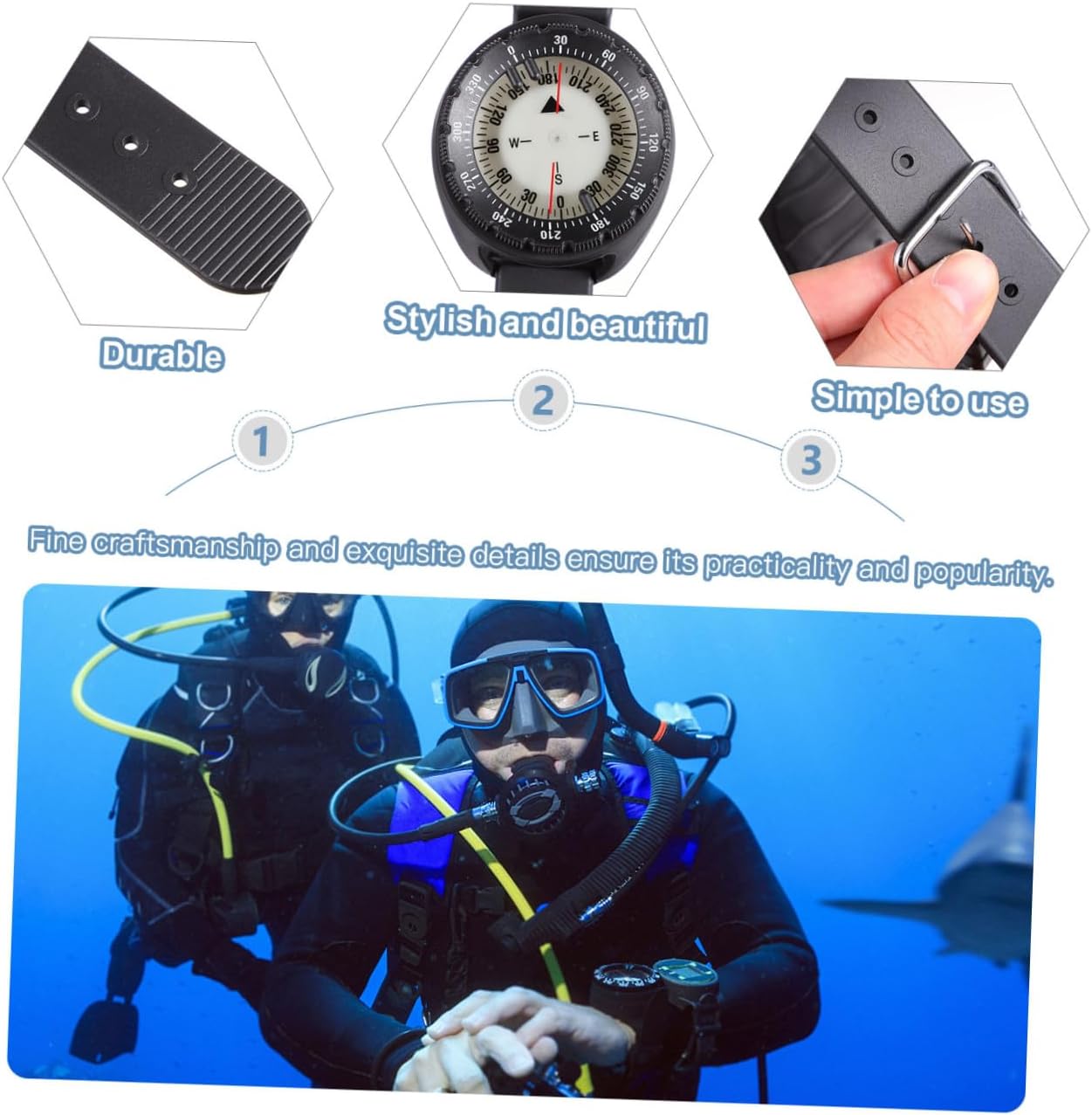 BESTonZON Waterproof Luminous Wristband Compass with Balanced Watch Dial for Outdoor Hiking Camping Diving Navigation