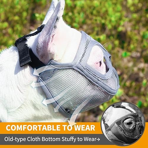 Miniatura 4 de Bozal corto para perro, bozal de malla transpirable con cara plana para bulldog francés, shih tzu y pug, bozal de bulldog para morder, masticar,