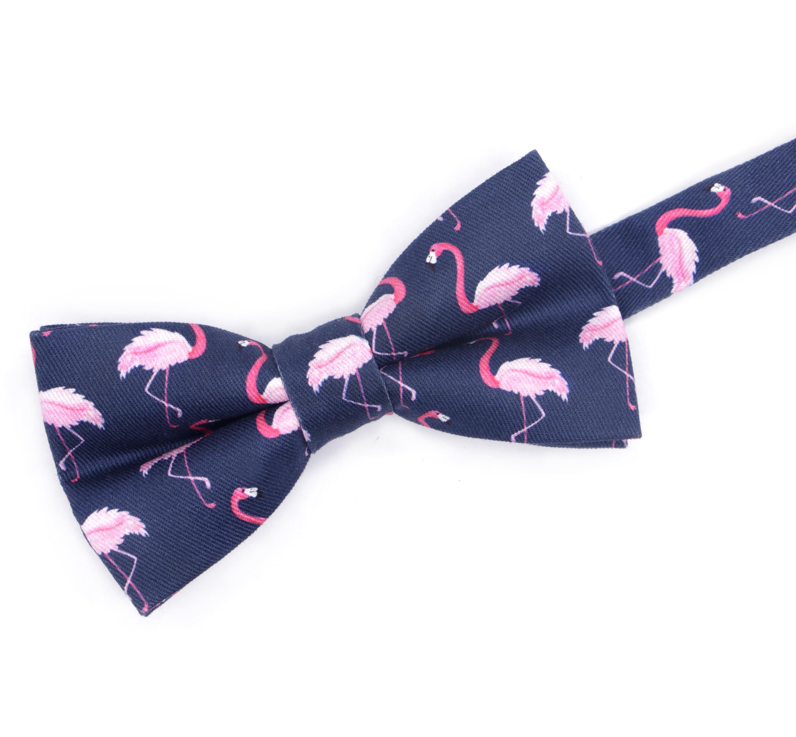 OCIA Cute Pattern Pre-tied Bow Tie Adjustable Bowties for Adult & Children Pink Navy (Flamingo)