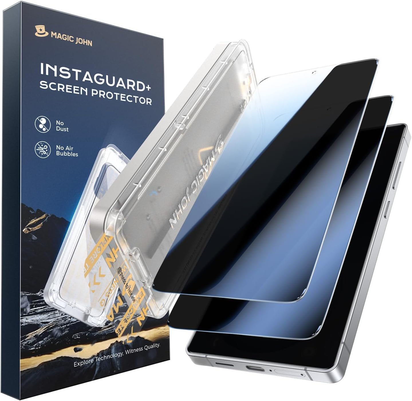 MAGIC JOHN 2PACK 3rd Gen for Samsung Galaxy S26 Ultra Privacy Screen Protector, Anti-Spy, One-Pull Easy Install, Smooth Touch, Auto-Align Screen, Support Fingerprint Unlock, 9H Glass, Anti-Scratch