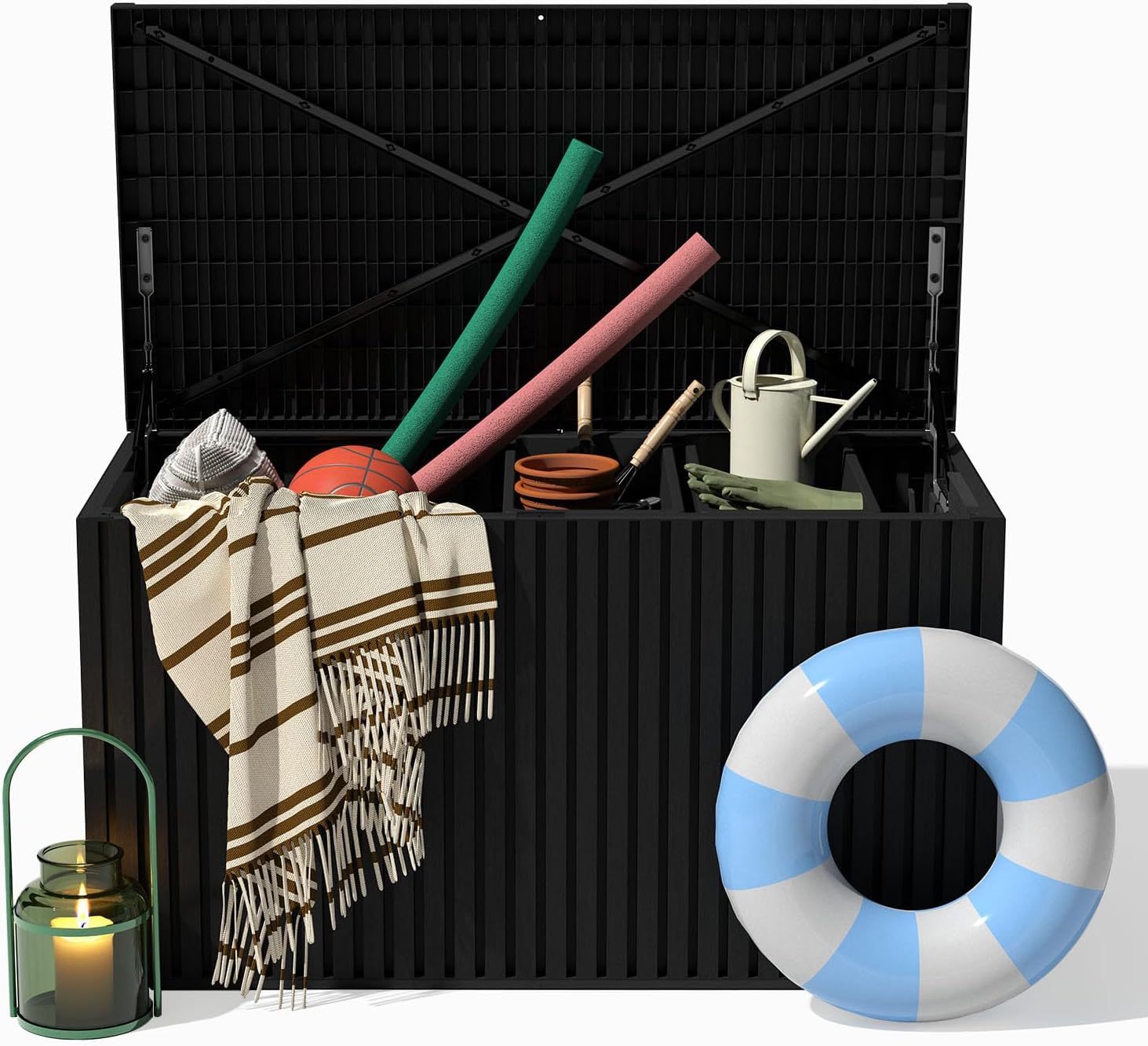 Veradek Everything Deck Box 120 Gallon | Lockable Storage Box and Organization for Patio Furniture, Outdoor Cushions, Throw Pillows, and Garden Tools