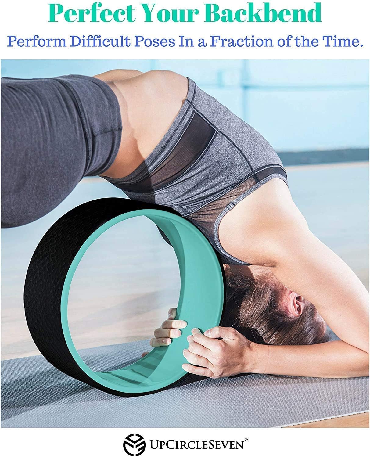 UpCircleSeven Yoga Wheel Set (Cyan) and Yoga Swing (Turquoise) Bundle