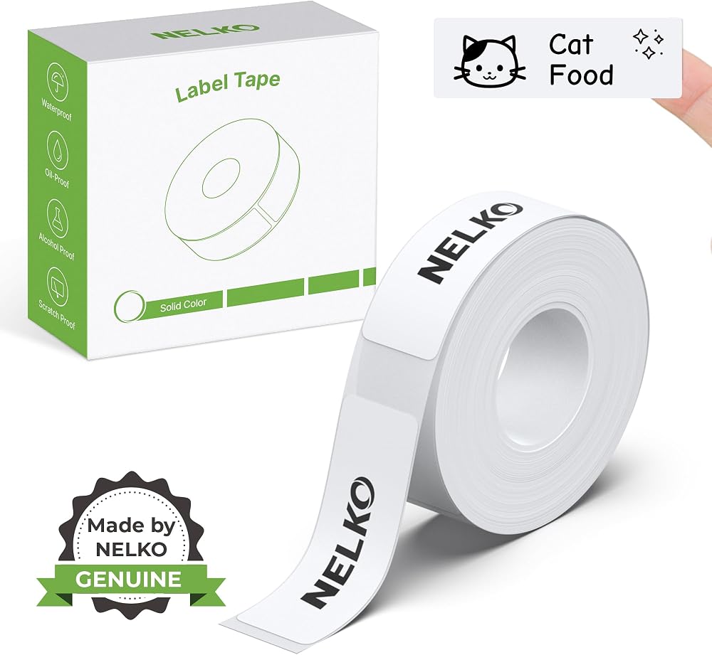 Nelko Genuine P21 Label Maker Tape, 14x40mm(0.55"x1.57"), White
