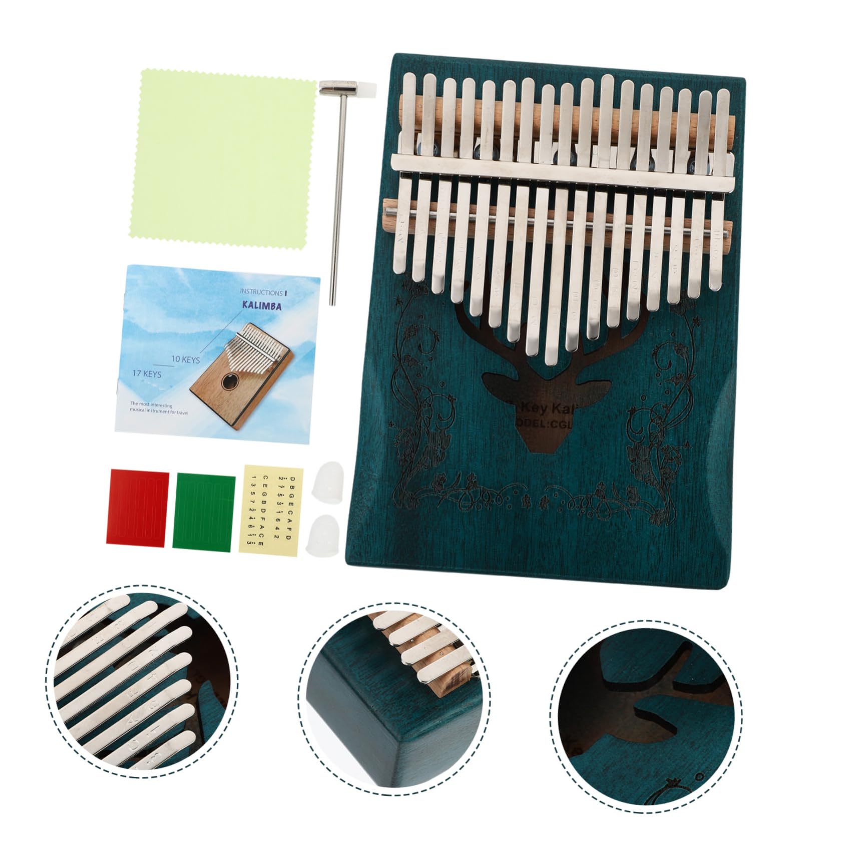 Beaupretty Pianoforte Dita Tasti in Legno Kalimba Portatile Motivo Cervo Decorativo per Casa Strumento Musicale per Principianti Ragazza e Adulti