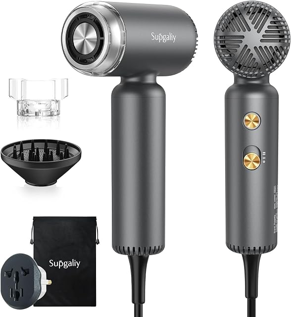 Travel Dual Voltage Mini Hair Dryer, Ionic High-Speed Blow Dryer for Fast Drying, Compact Hair Hairdryer with Magnetic Curly Diffuser Women, Portable Hairdryers International Europe 110-240V