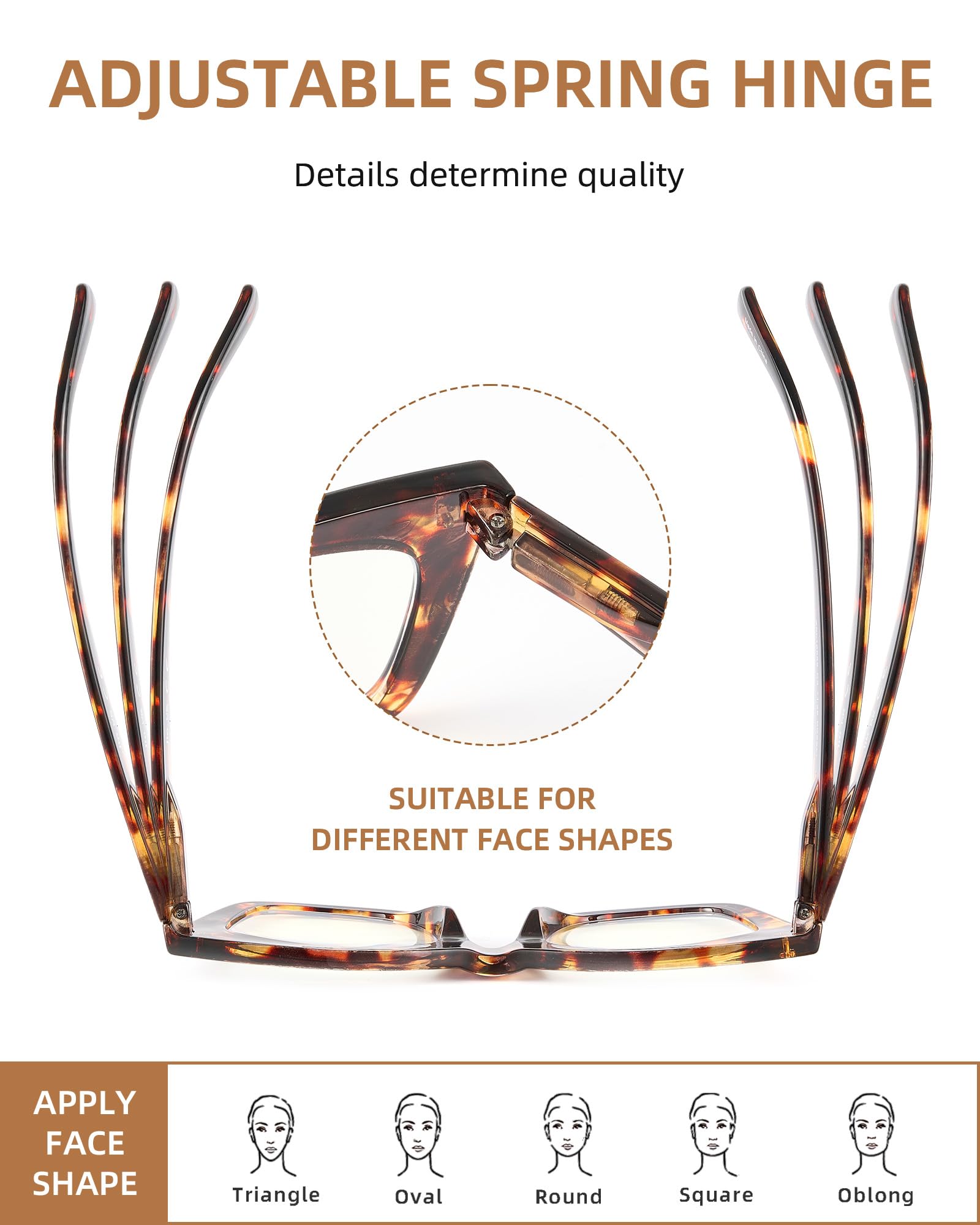 JM 4 Pack Gafas de Lectura para Mujer, Cuadrado Moda Grande Ojo de Gato Gafas Presbicia Luz Azul Lectores